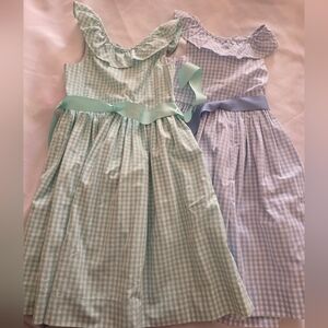 Bailey Boys Girls Gingham Dress Bundle (2) | Size 8, Mint And Baby Blue